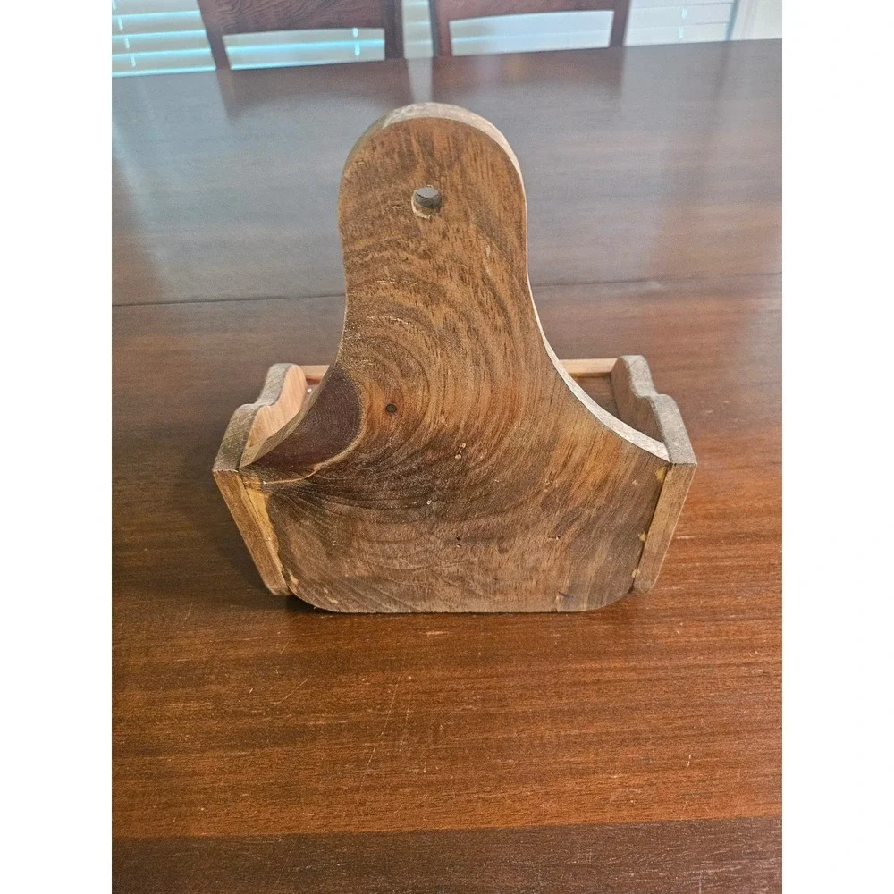 Vintage Wall Mounted Mail Key Holder Organizer Brown Rustic Wood Farmhouse